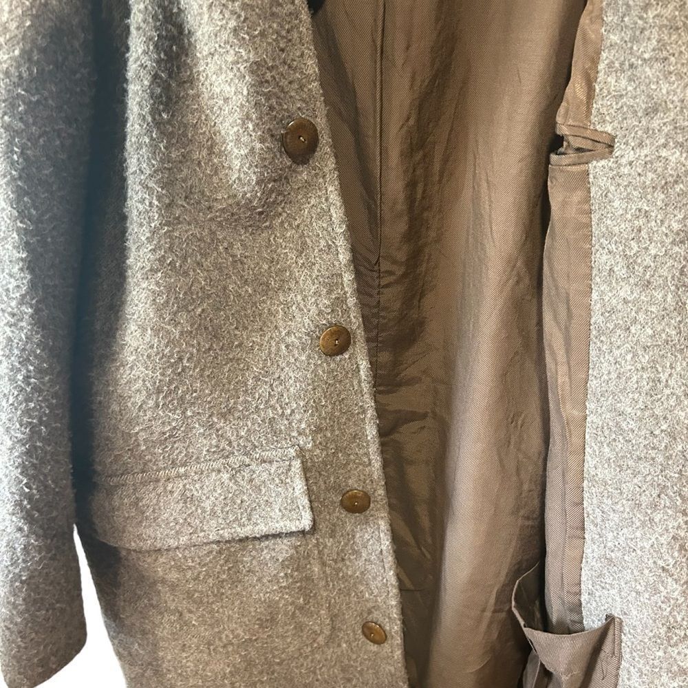 WYTHE SHAWL COLLAR WOOL COAT IN BROWN/ CREAM CASENTINO TWILL - Picture 4 of 12